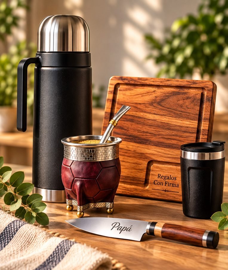 Set de mate y termo personalizado con grabado láser – Regalos con Firma